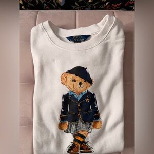 Ralph Lauren Kids White Sweatshirt with Bear Graphic